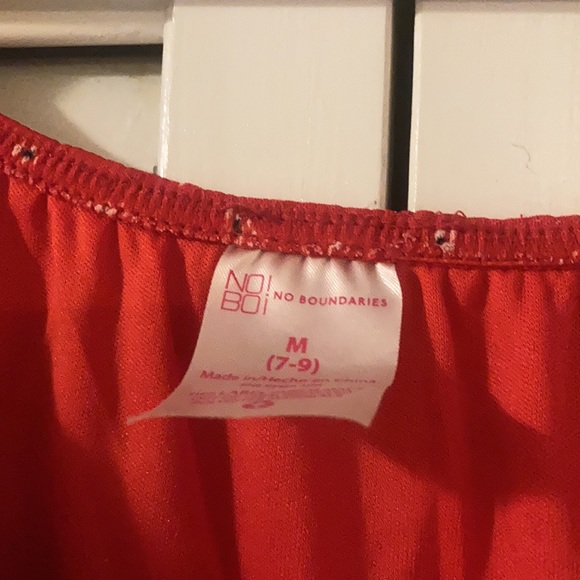 Little Red Mini Dress with Puffy Sleeves - Picture 2 of 4